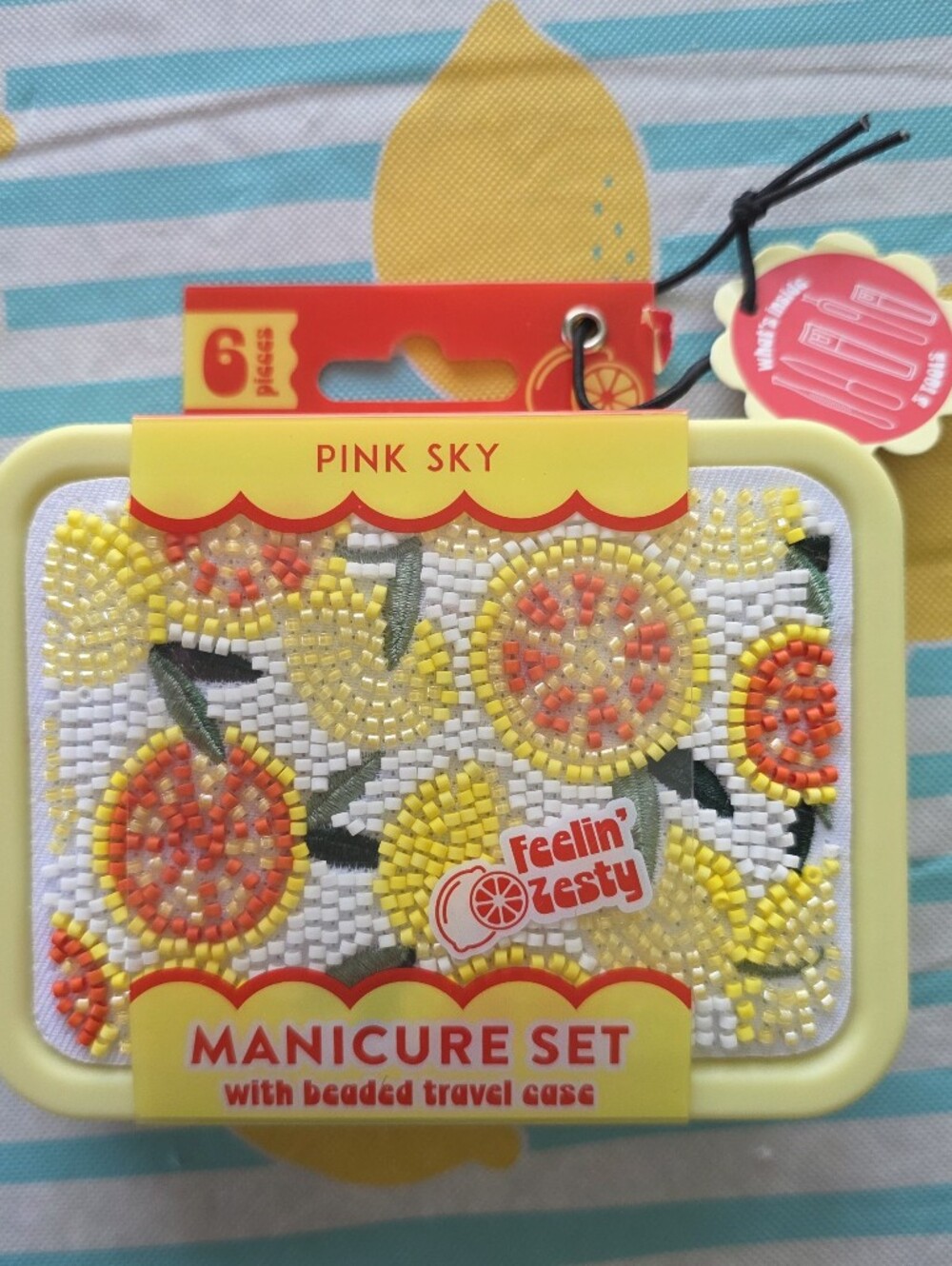 Pink Sky Feelin' Zesty Yellow & Orange Beaded Manicure Set
